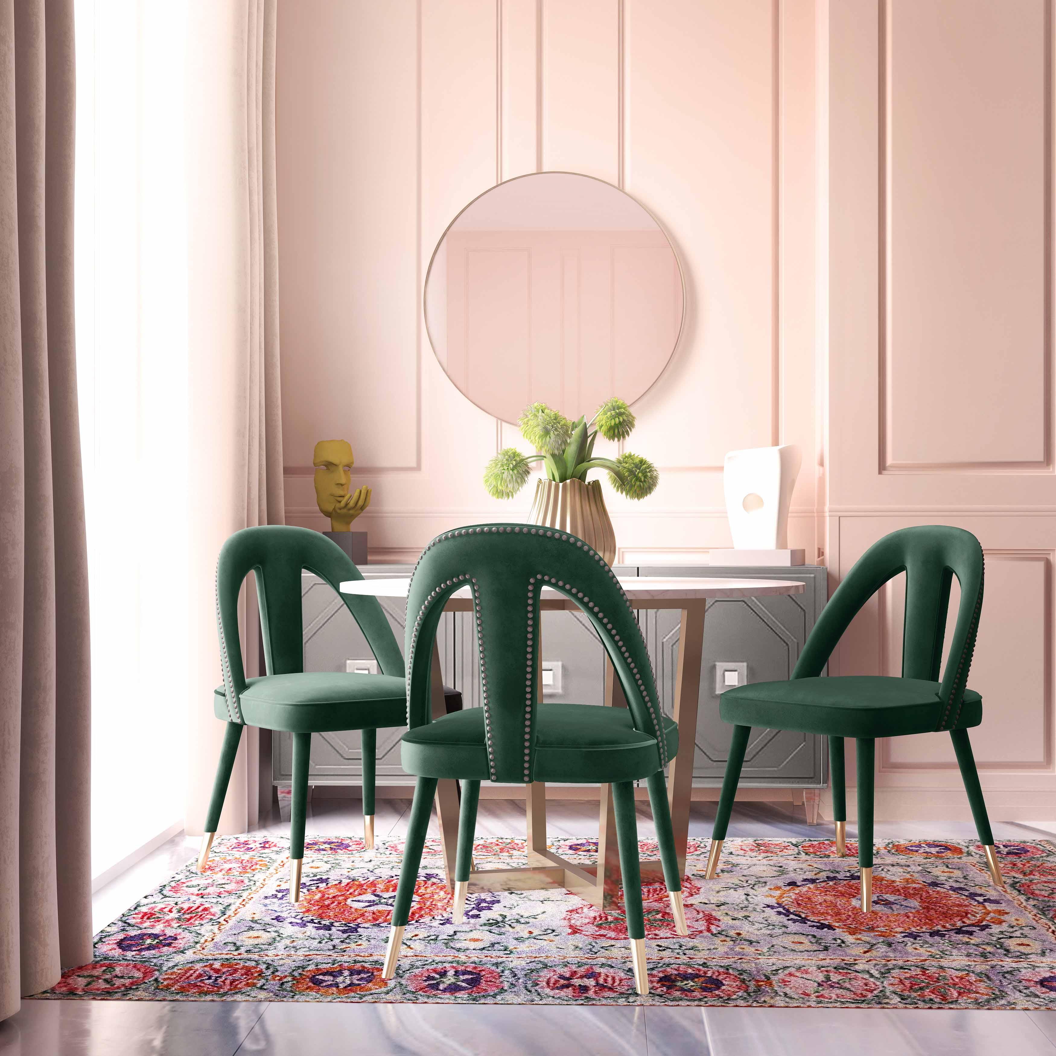 Petra Forest Green Velvet Side Chair - UK