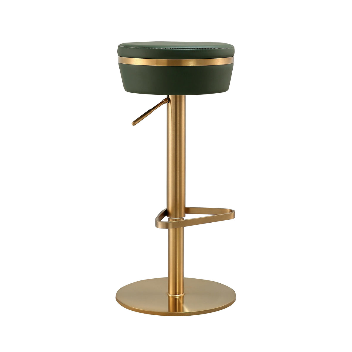 Astro Malachite Green Performance Vegan Leather and Gold Adjustable Stool
