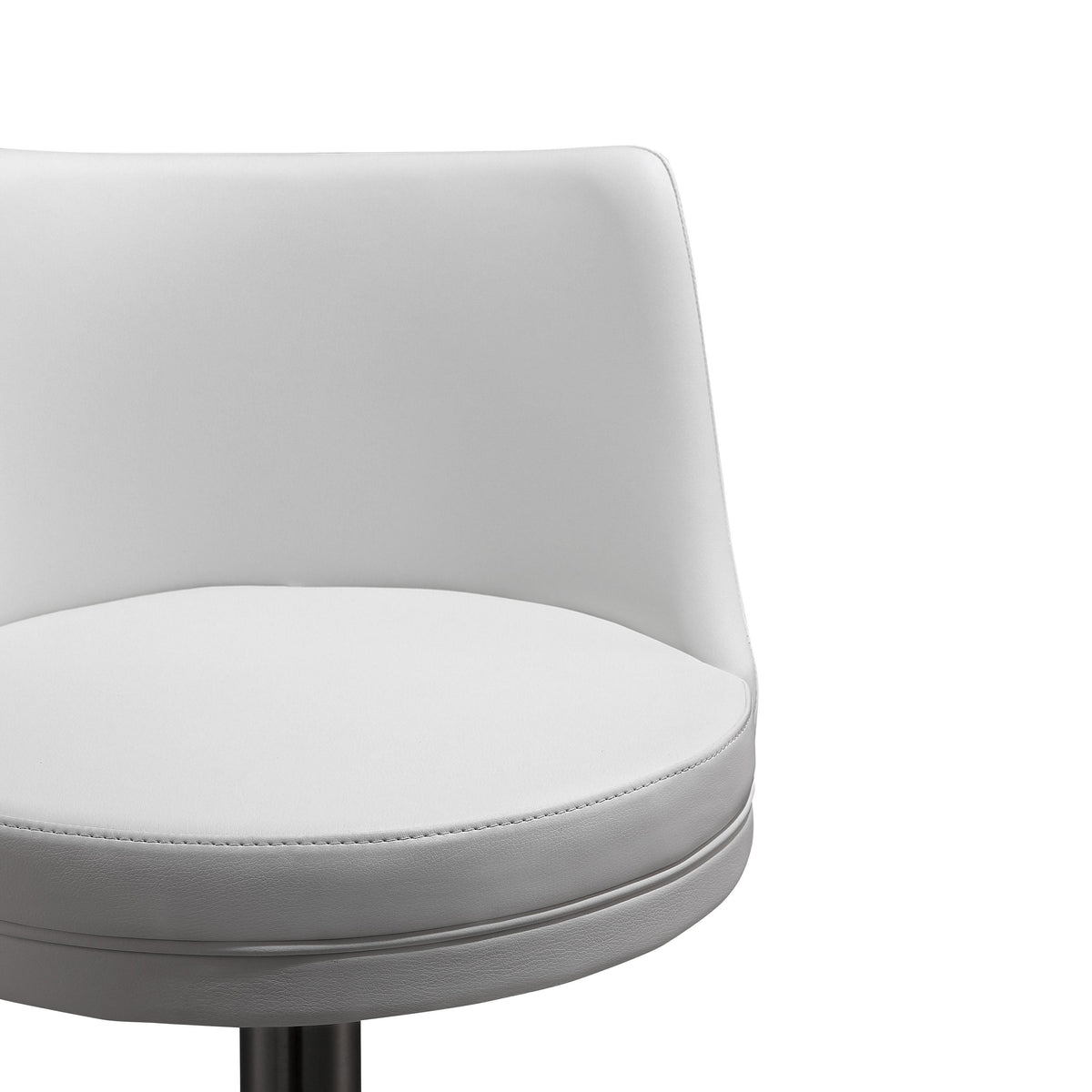 Reagan White Performance Vegan Leather and Silver Adjustable Stool