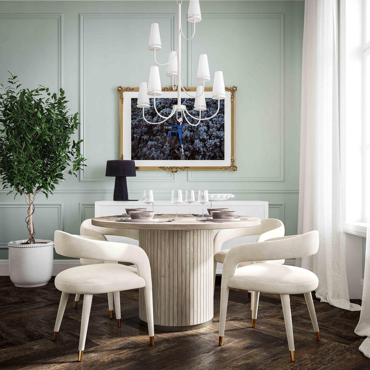 Lucia Cream Velvet Dining Chair - UK
