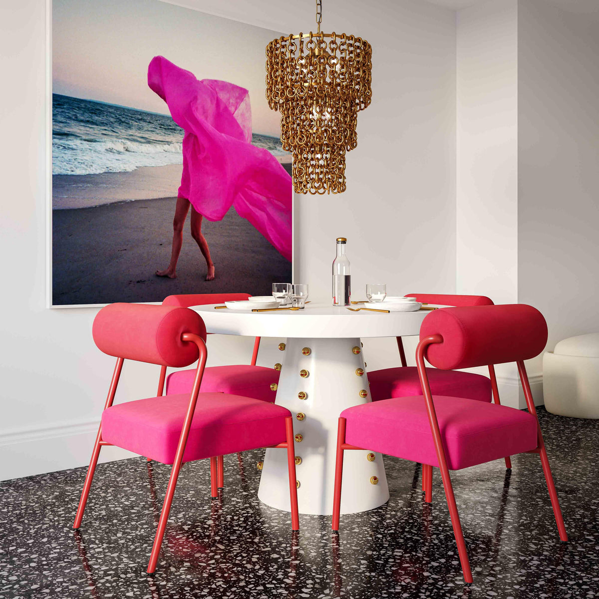 Jolene Hot Pink Velvet Dining Chair - Set of 2 - UK