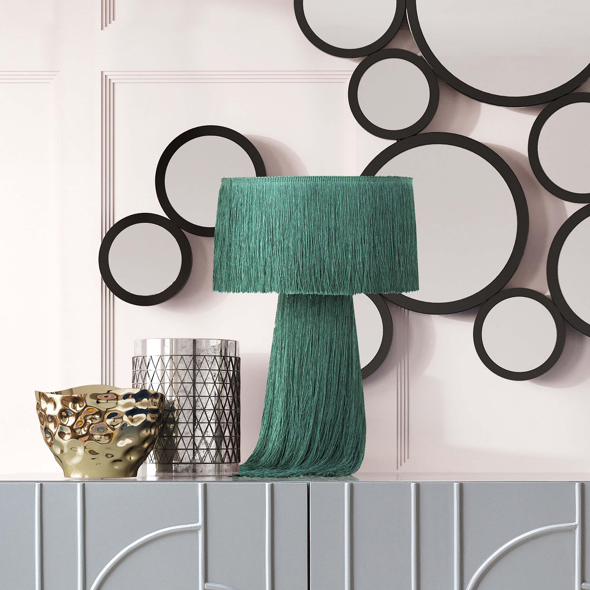 Atolla Emerald Tassel Table Lamp - UK
