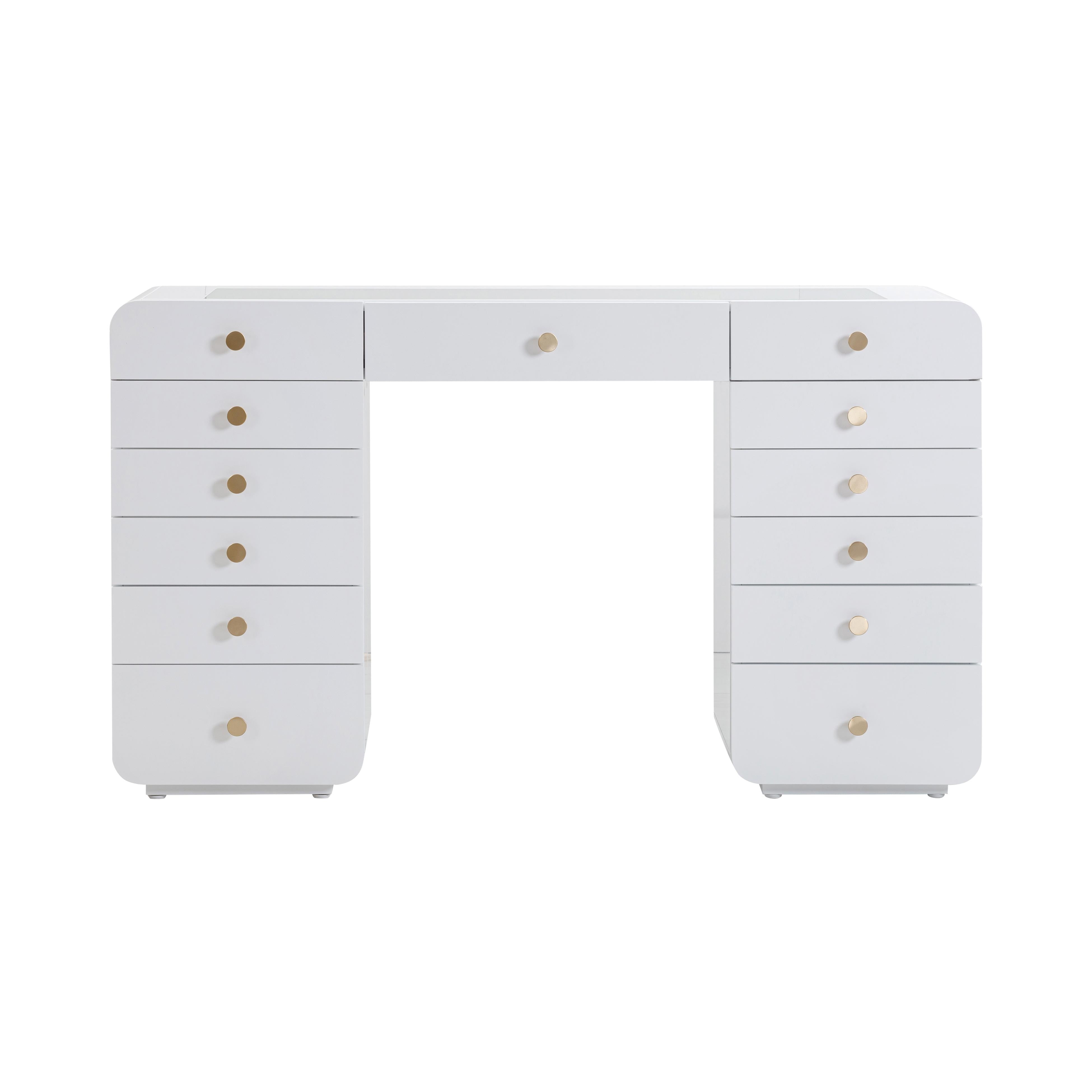 Hollywood White Desk with Vanity Mirror