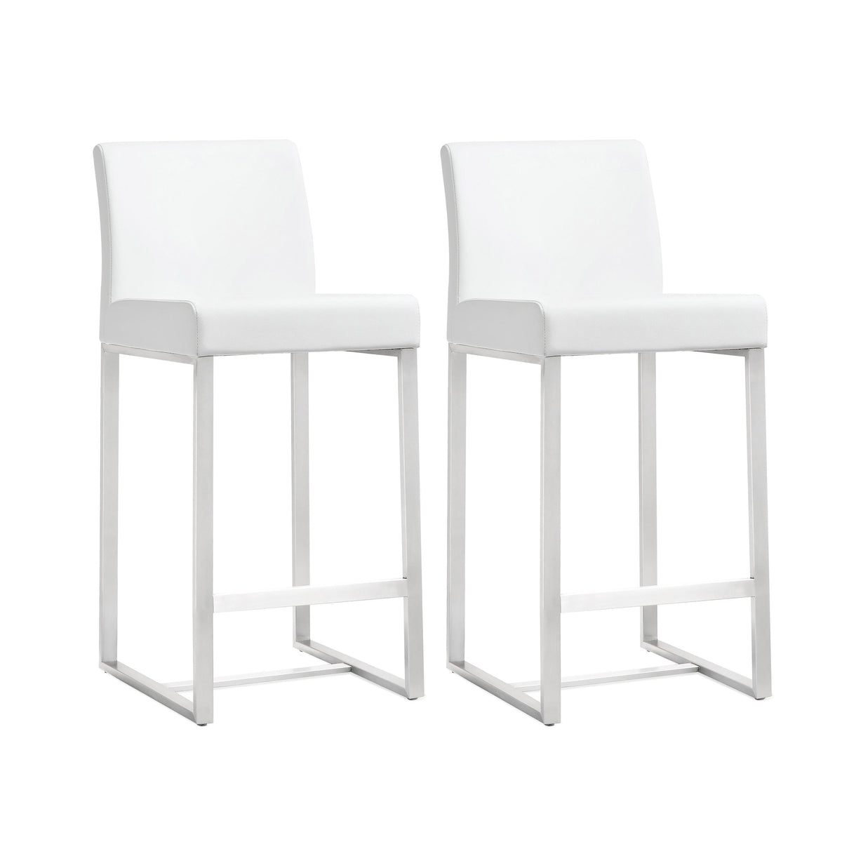 Denmark White Stainless Steel Counter Stool - Set of 2 - UK
