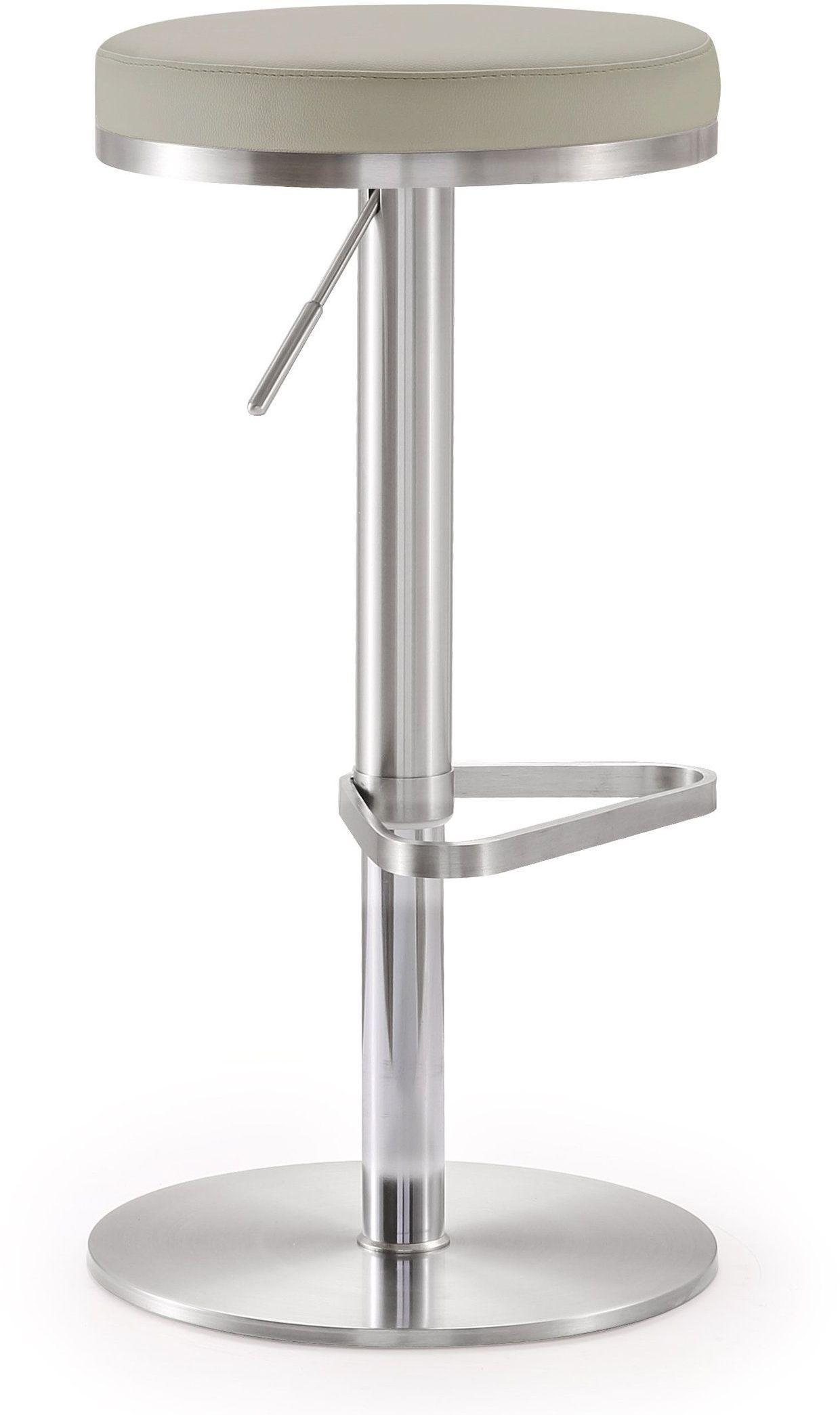 Fano Light Grey Performance Vegan Leather and Stainless Steel Barstool
