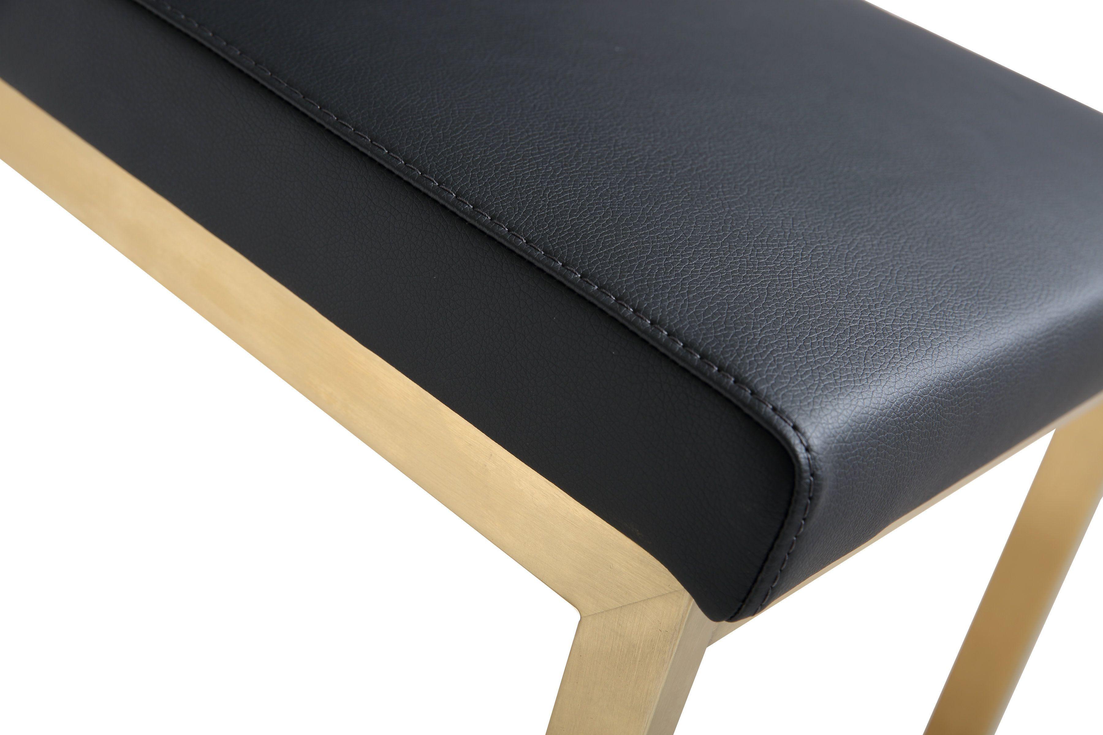 Parma Black Performance Vegan Leather and Gold Steel Counter Stool - Set of 2