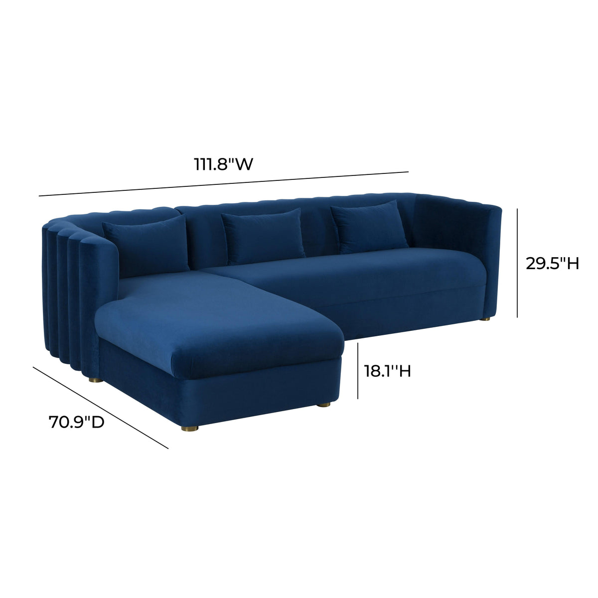 Callie Navy Velvet Sectional