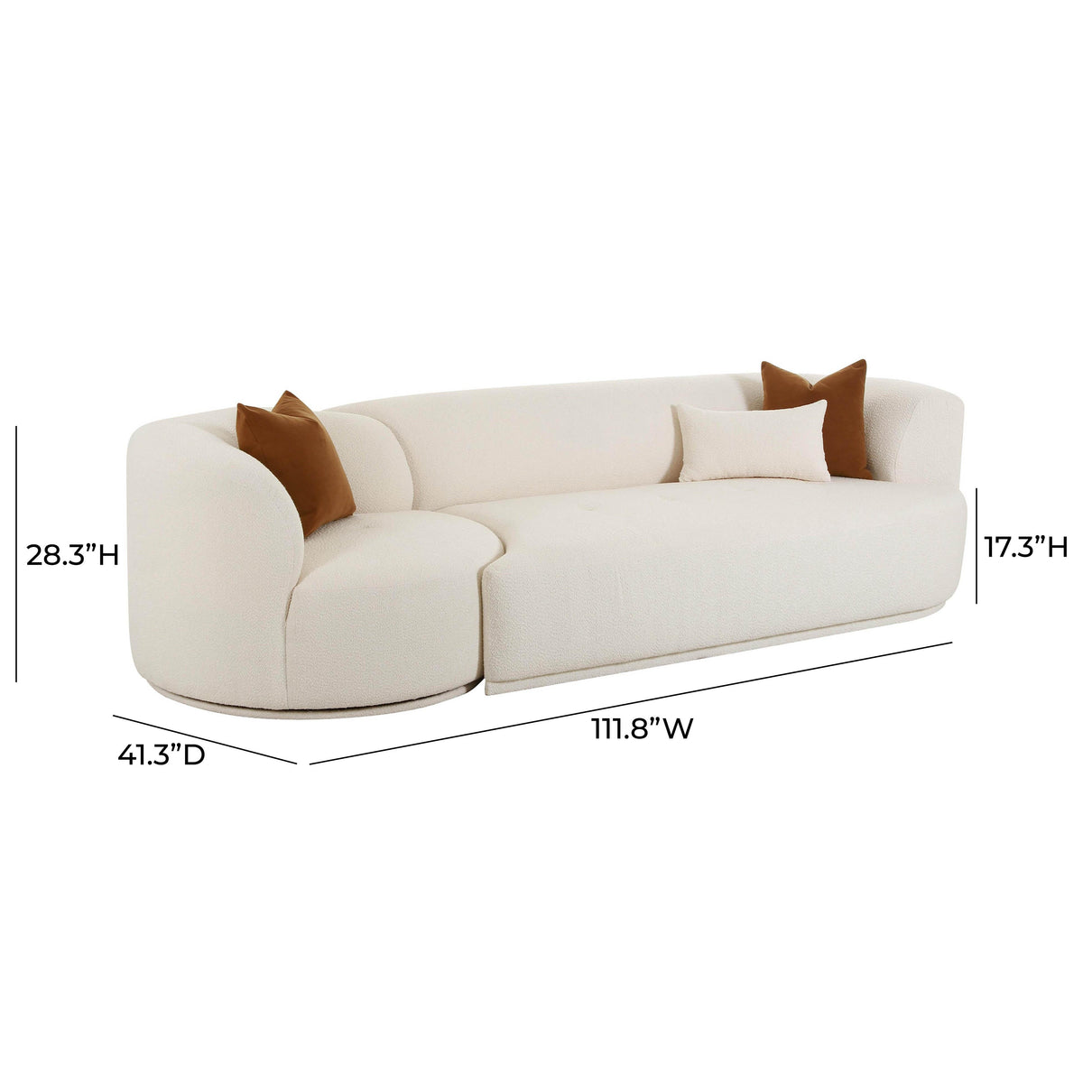 Fickle Cream Boucle 2-Piece Modular RAF Sofa - UK