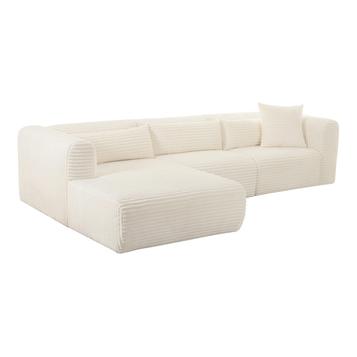 Tarra Fluffy Cream Corduroy Modular Sectional