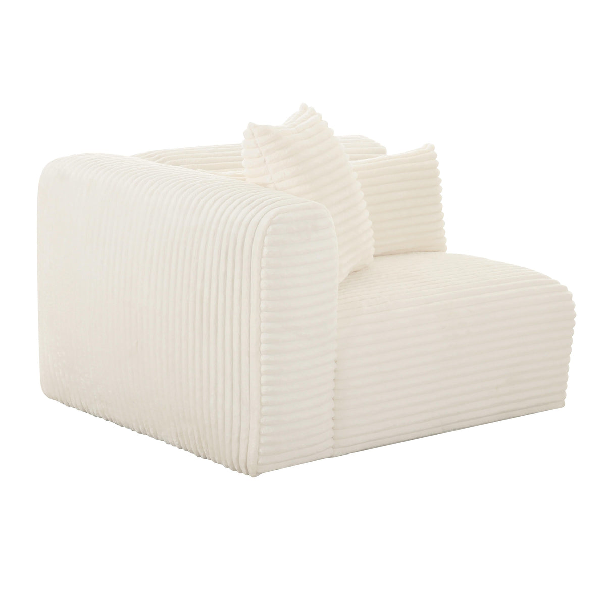 Tarra Fluffy Oversized Cream Corduroy Modular LAF Corner Chair - UK
