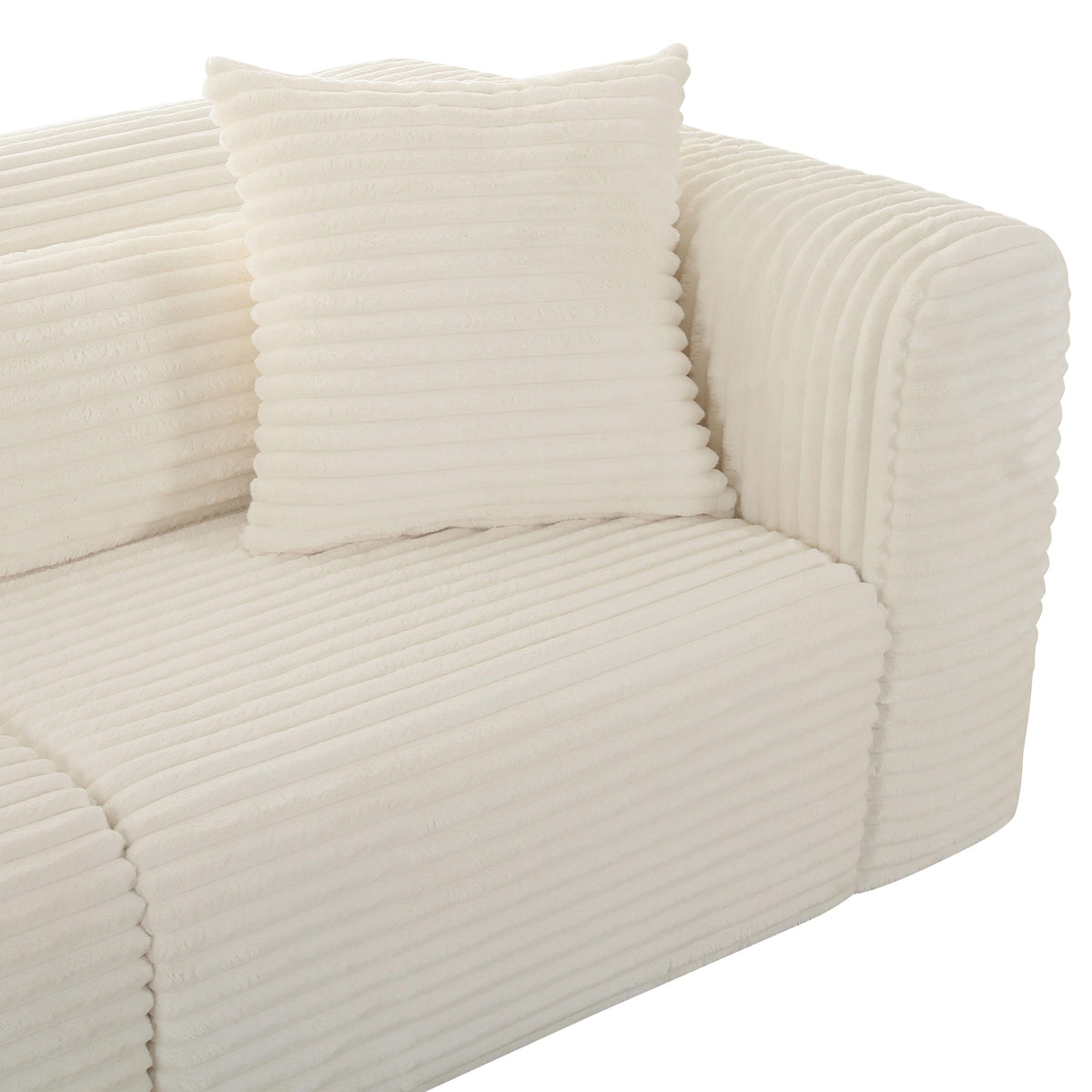 Tarra Fluffy Oversized Cream Corduroy Modular Sofa - UK