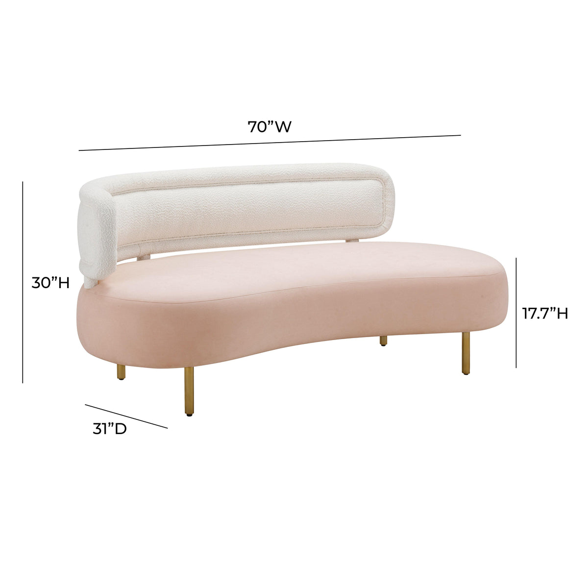 Tischa Cream Boucle & Blush Velvet Sofa