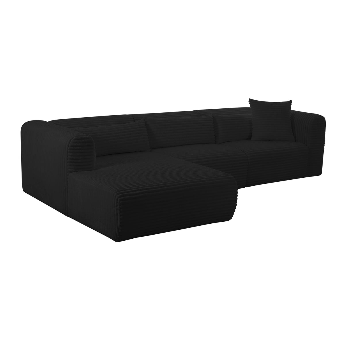 Tarra Fluffy Black Corduroy Modular Sectional