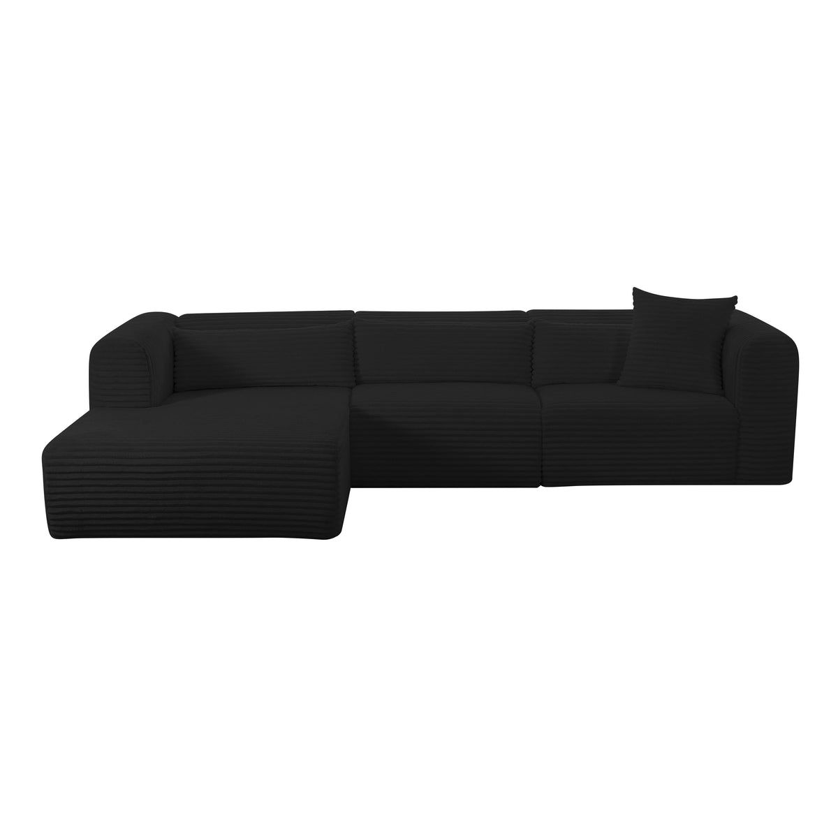 Tarra Fluffy Black Corduroy Modular Sectional