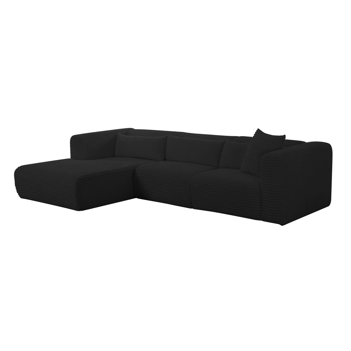 Tarra Fluffy Black Corduroy Modular Sectional