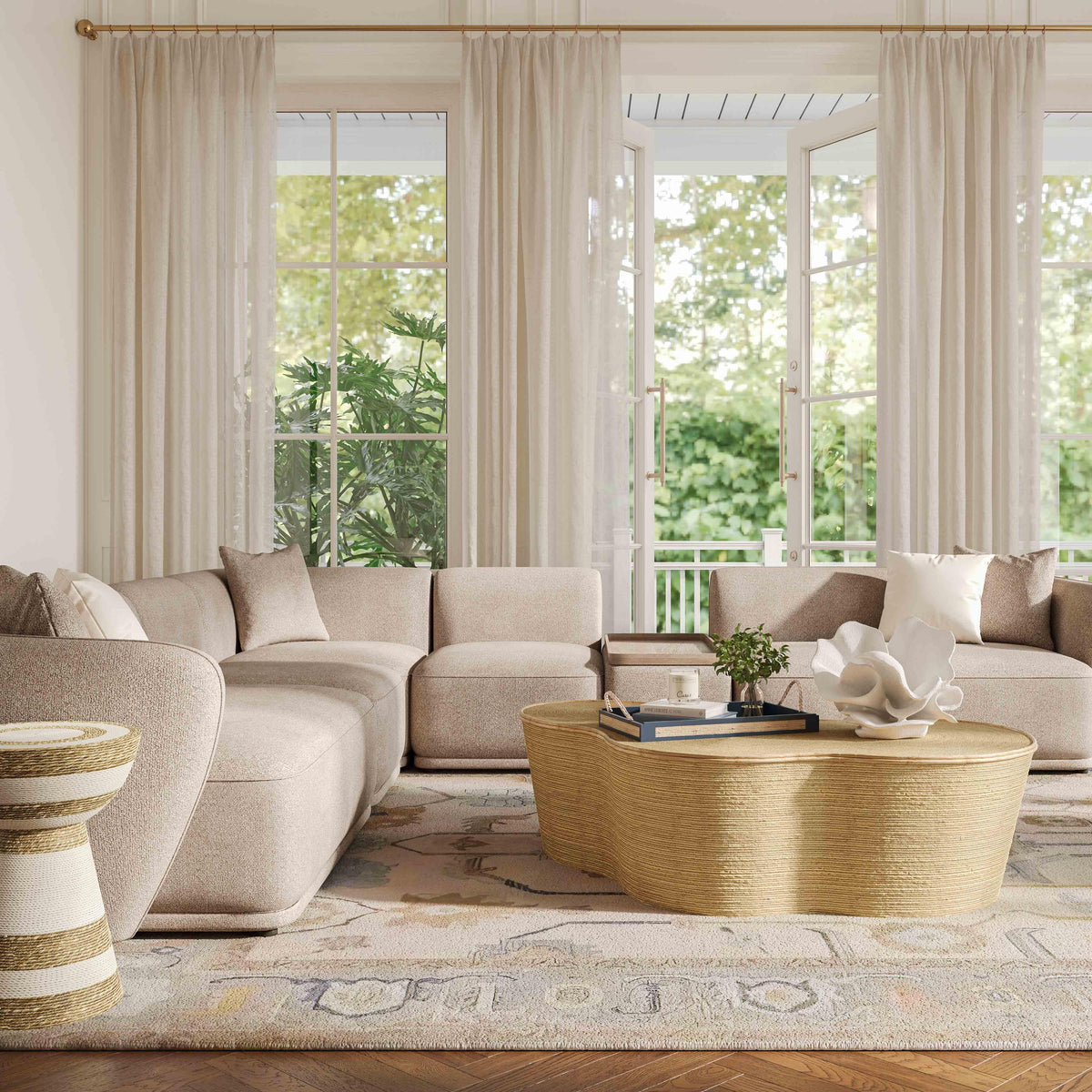Sylvie Cream Boucle Modular Sectional