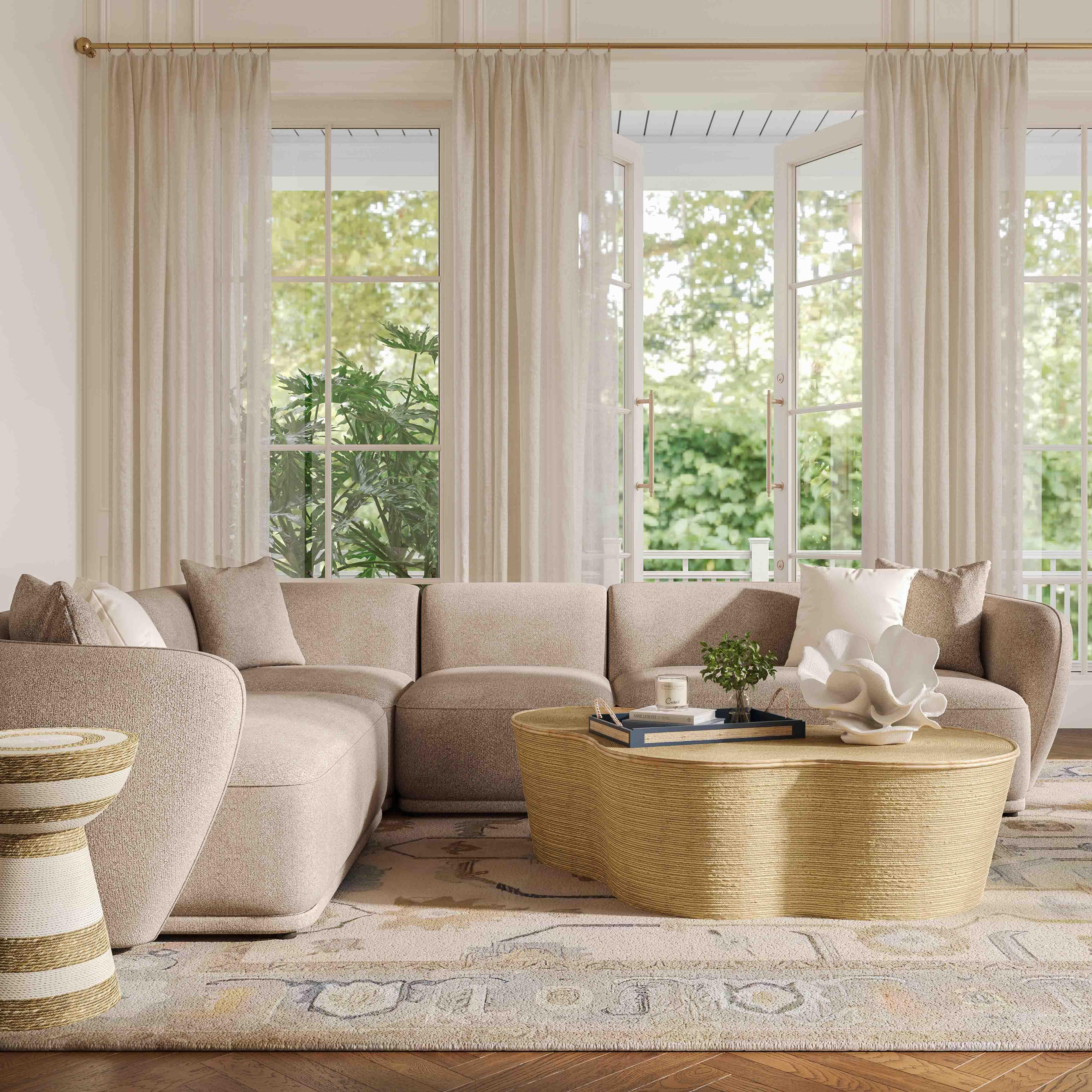 Sylvie Cream Boucle 4-Piece Sectional