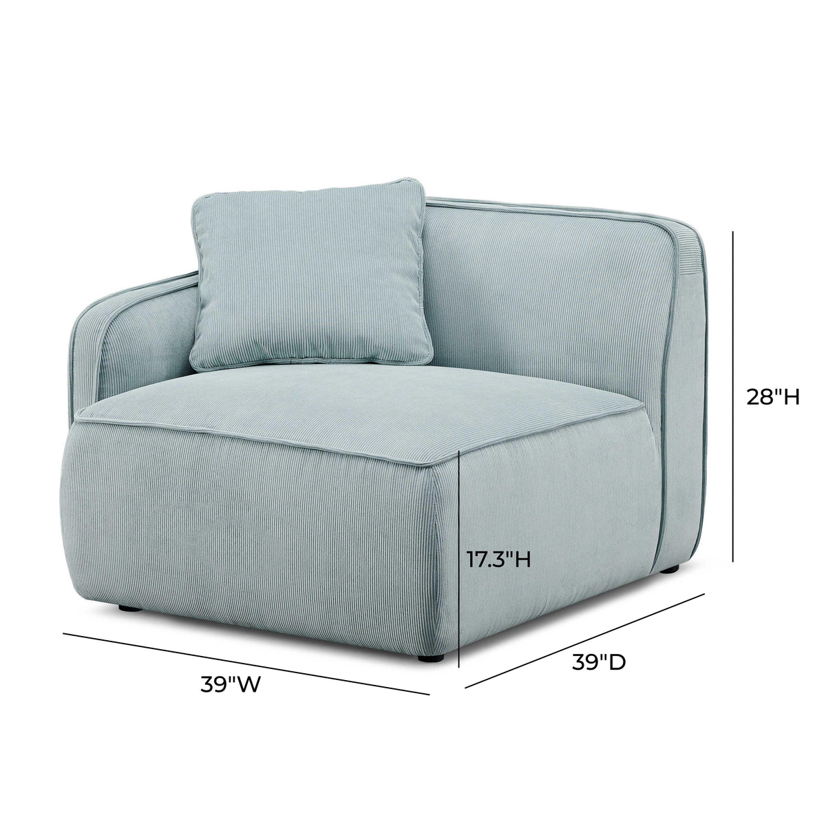 Travie Sea Foam Performance Corduroy Velvet LAF Corner Chair