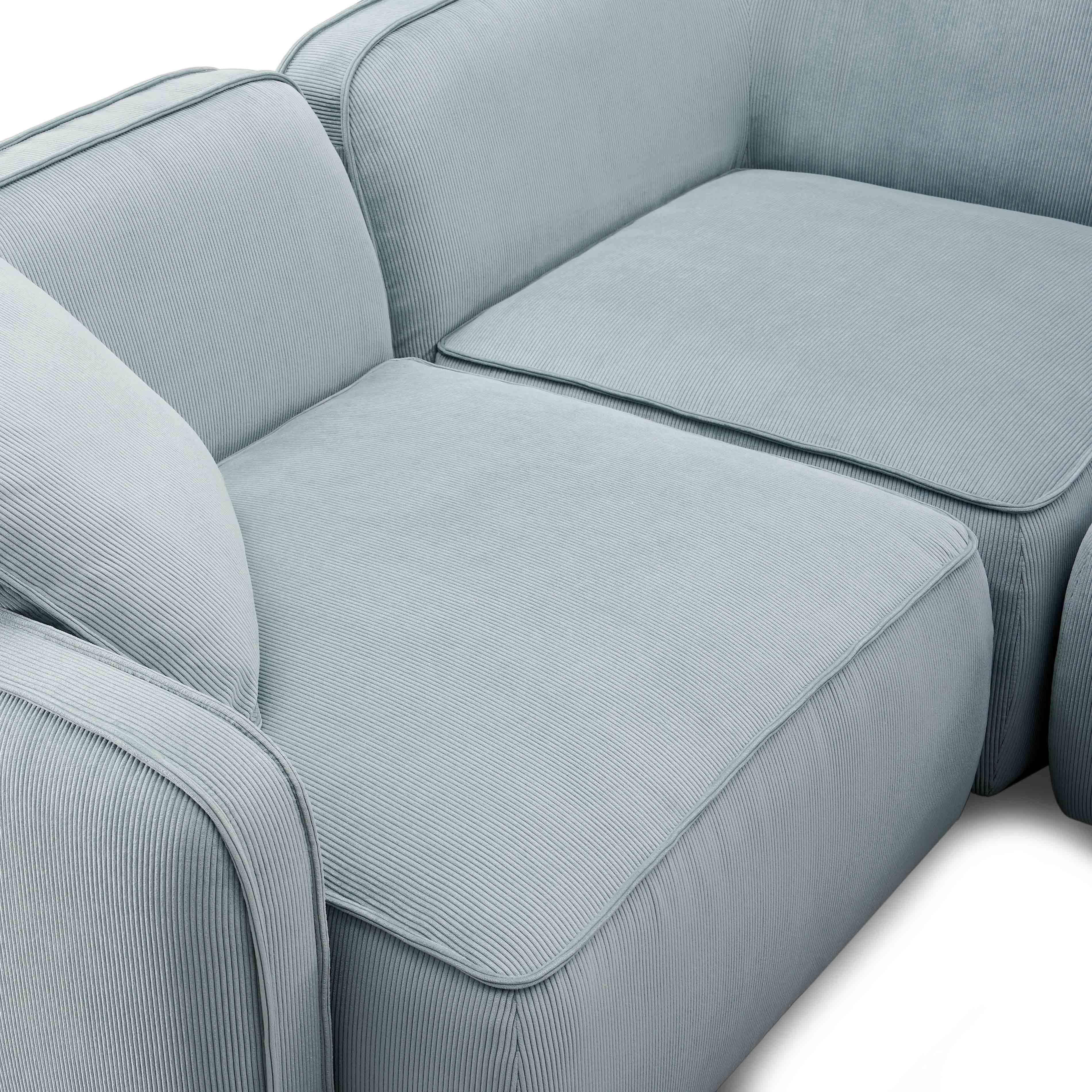 Travie Sea Foam Performance Corduroy Velvet 4-Piece Modular Sectional