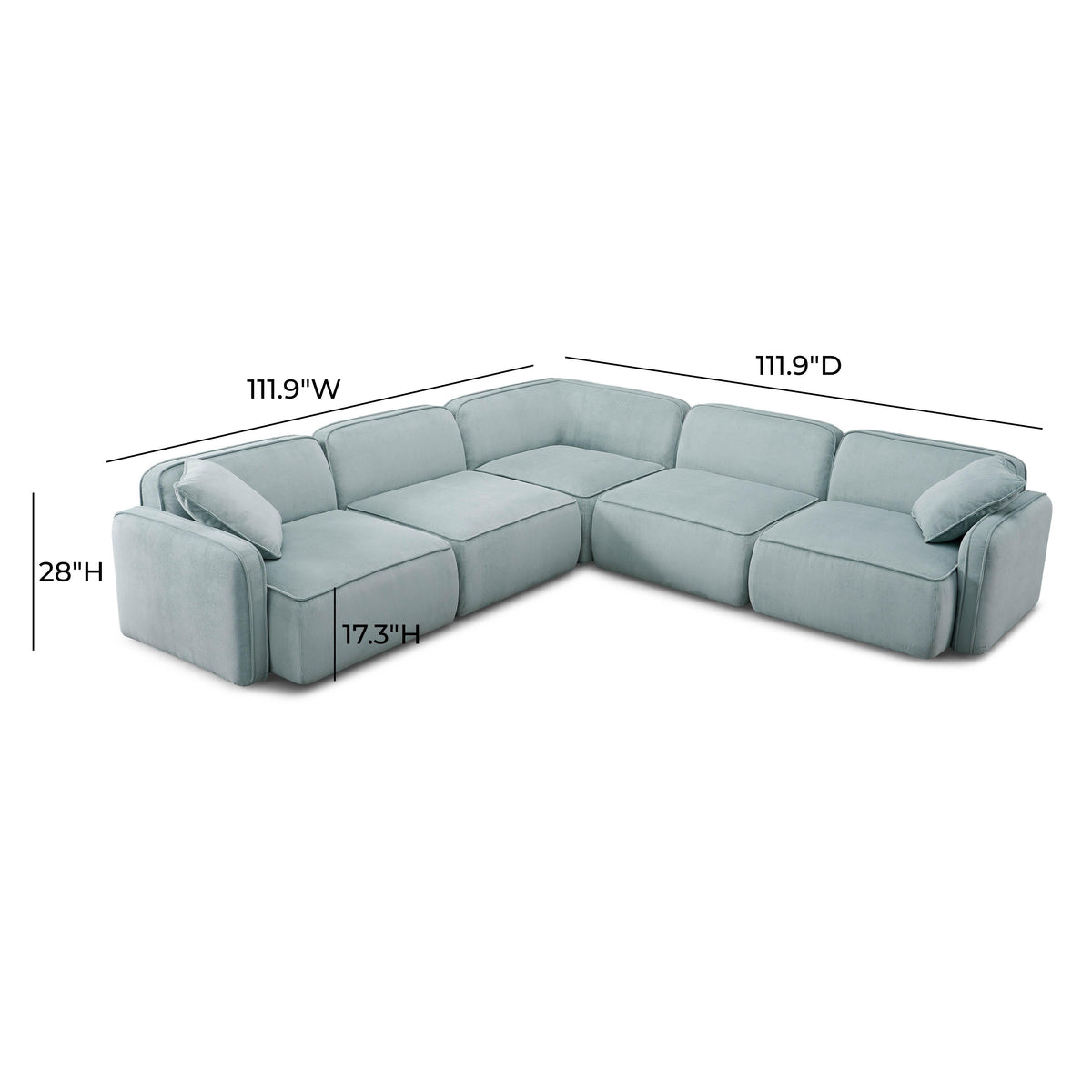 Travie Sea Foam Performance Corduroy Velvet Modular L-Sectional
