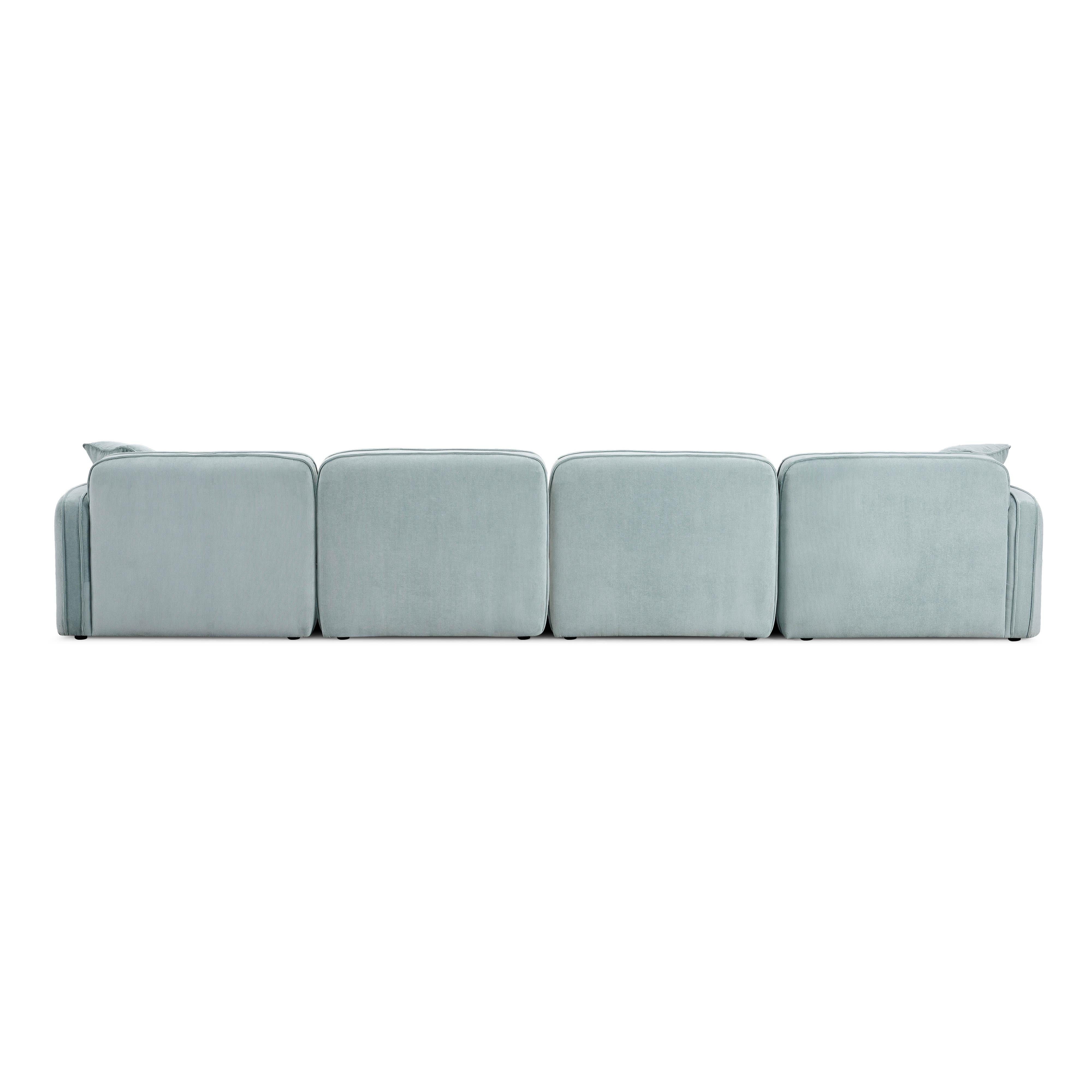 Travie Sea Foam Performance Corduroy Velvet 6-Piece Modular U-Sectional