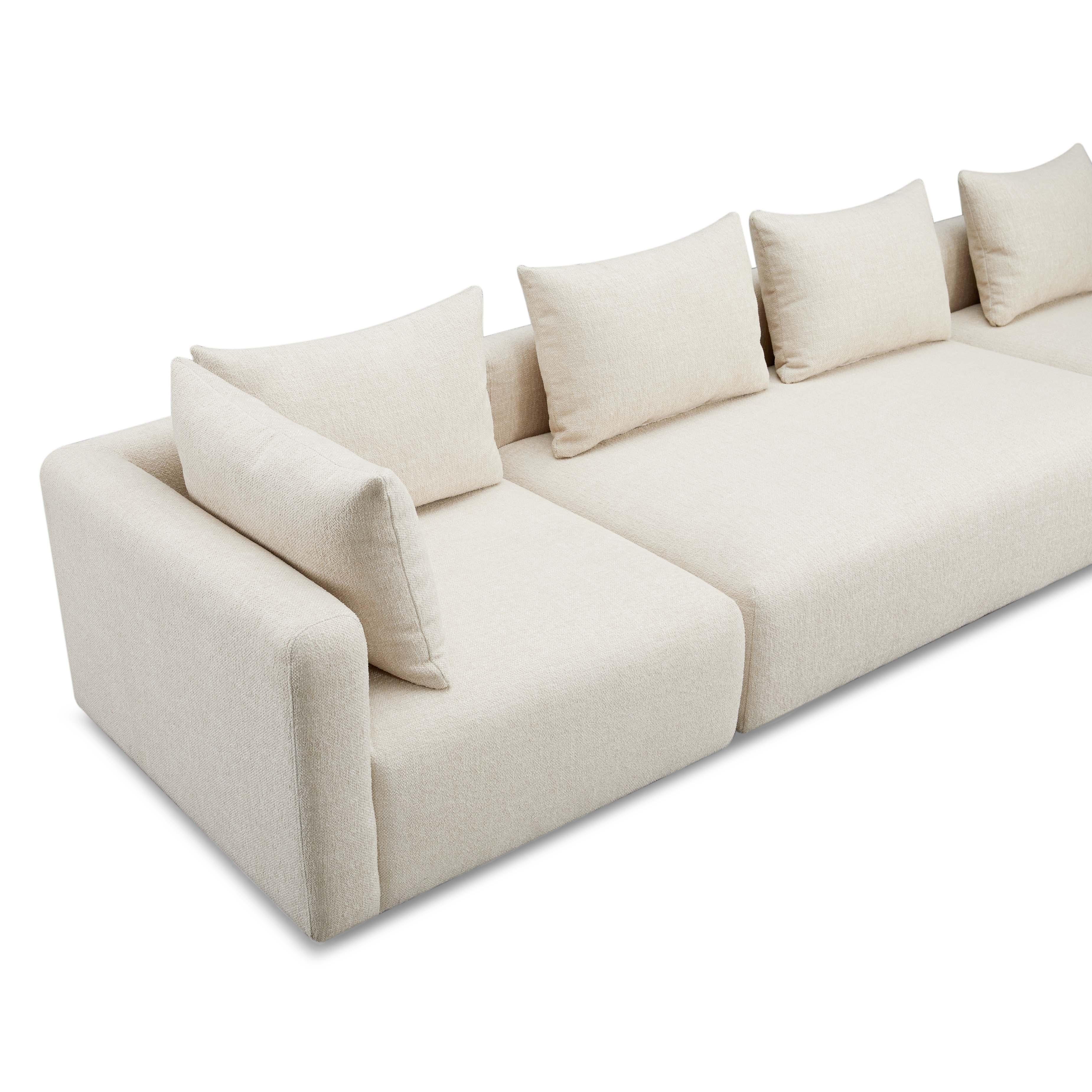 Hangover Cream Heavy Textured Fabric 145" Long Sofa