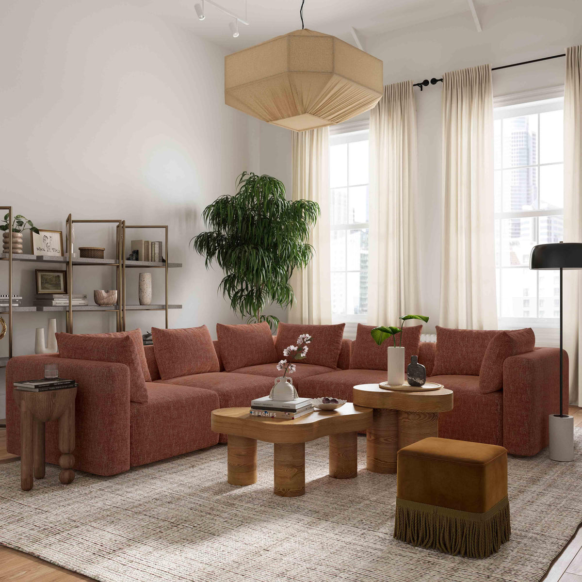 Hangover Sedona Red Textured Modular Sectional