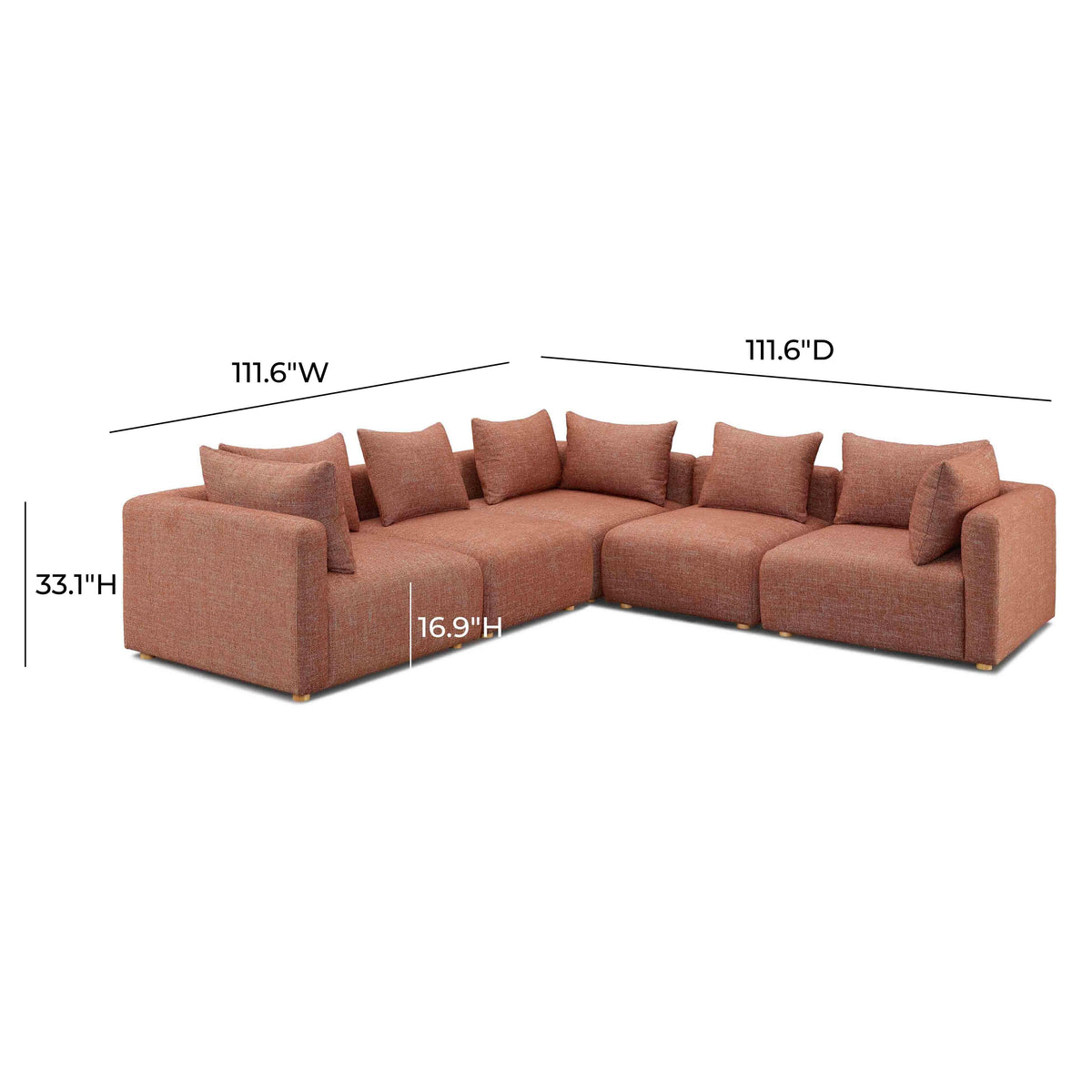 Hangover Sedona Red Textured Modular Sectional