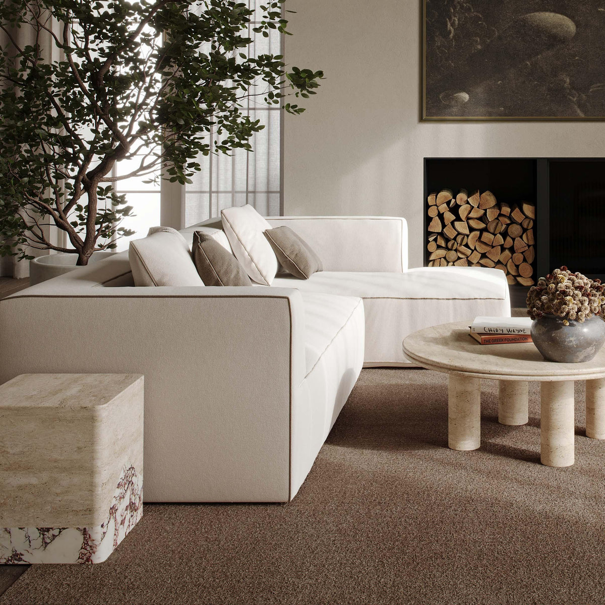 Tristine Cream Linen RAF Sectional