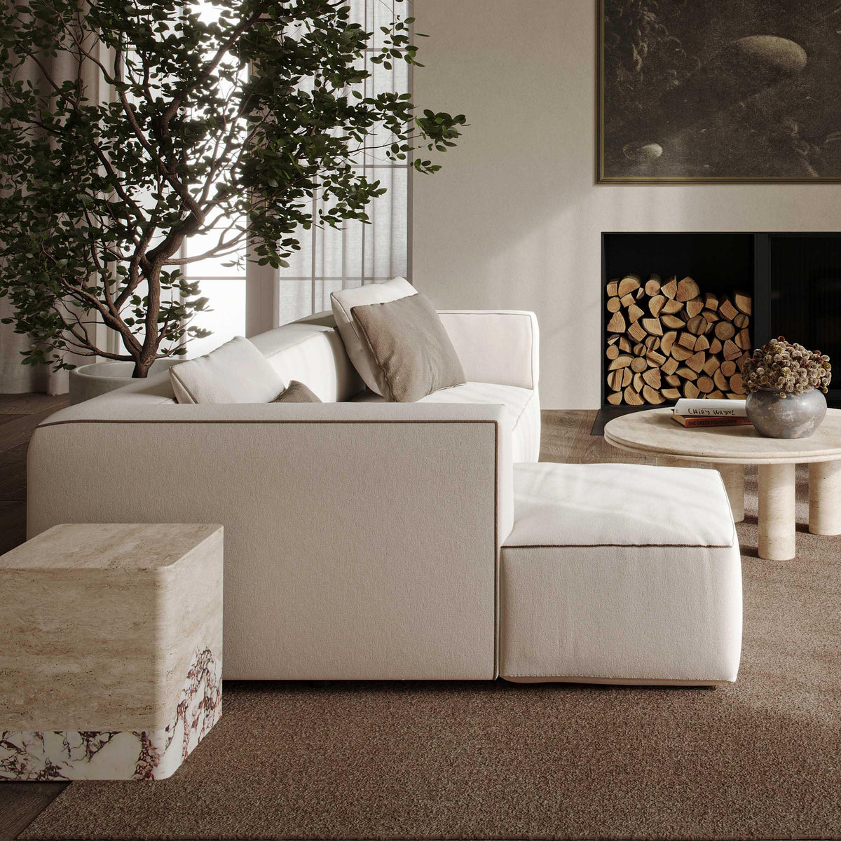 Tristine Cream Linen Sectional