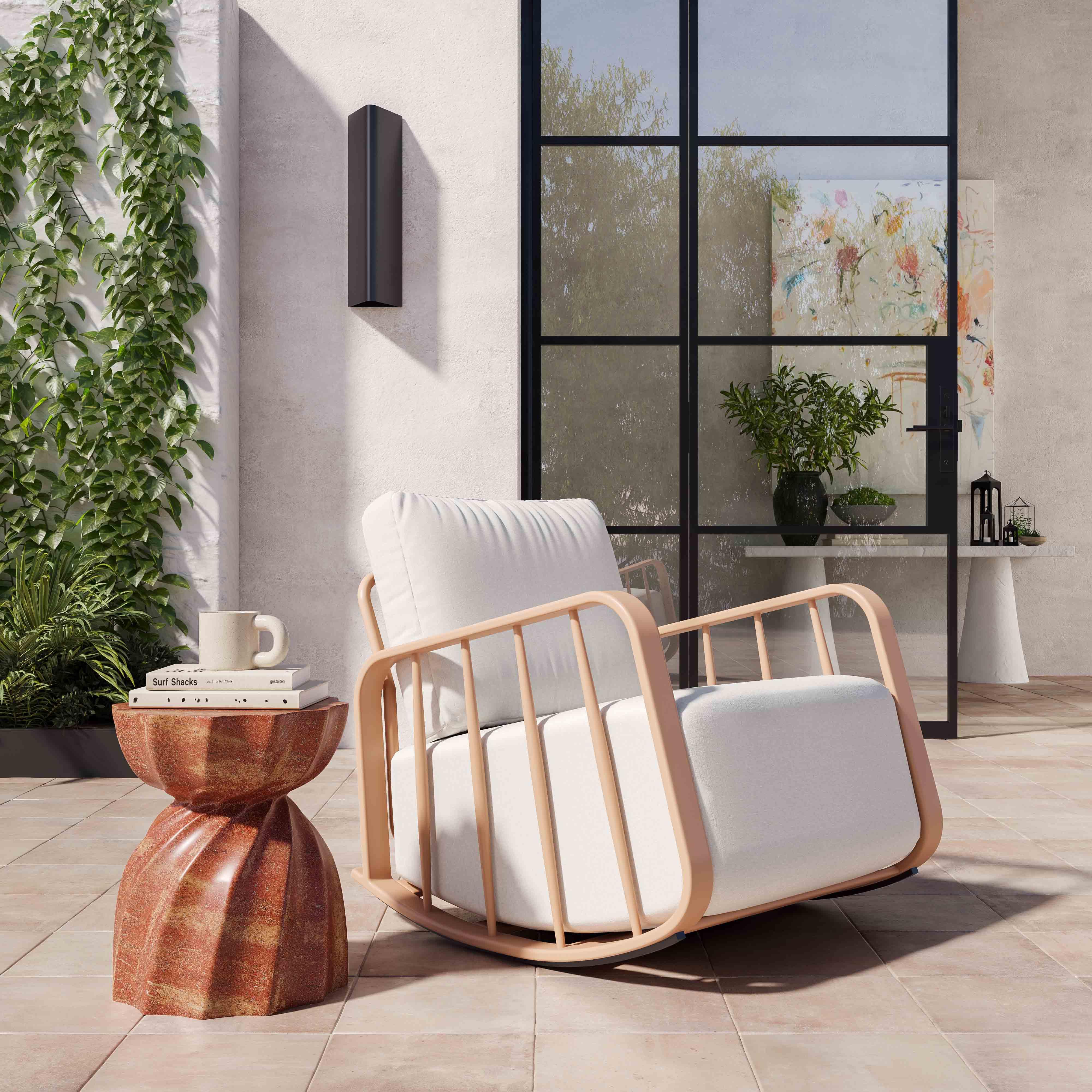 Turin Faux Red Sandstone Indoor / Outdoor Concrete Stool