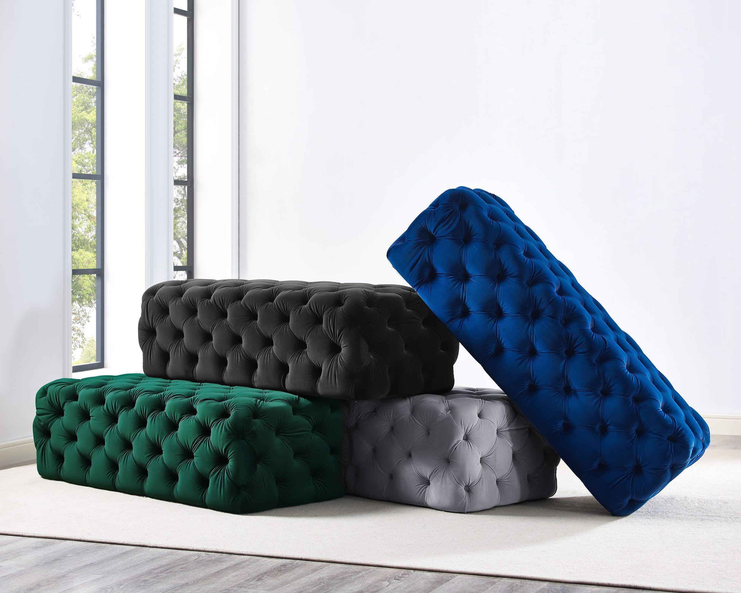 Kaylee Black Velvet Ottoman - UK