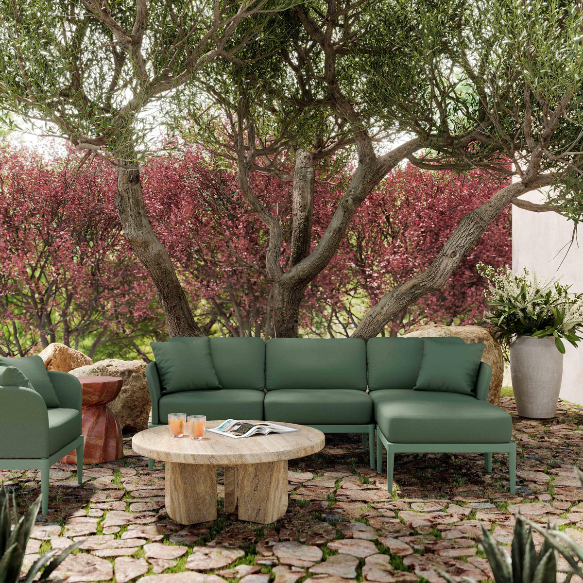 Kapri Moss Green Modular Outdoor Sectional