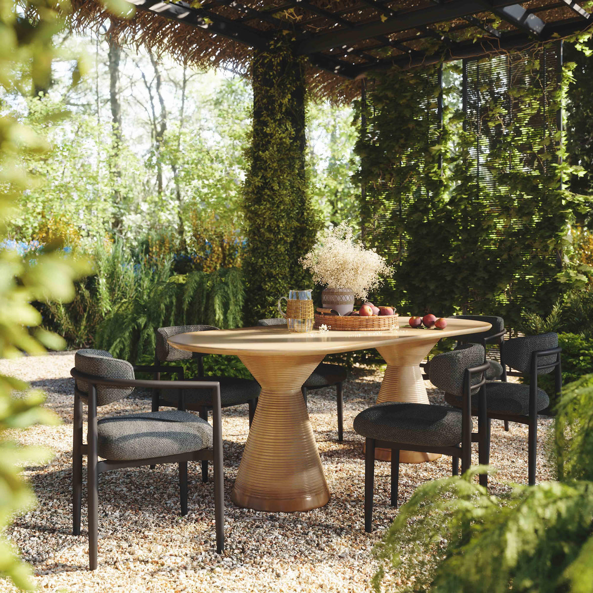 Annika Black Textured Outdoor Dining Arm Chair
