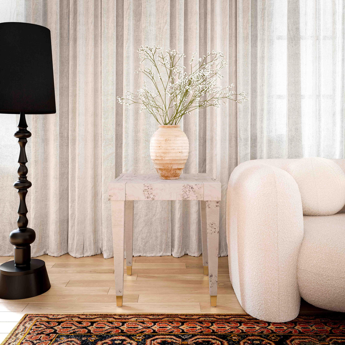 Brandyss White Burl End Table