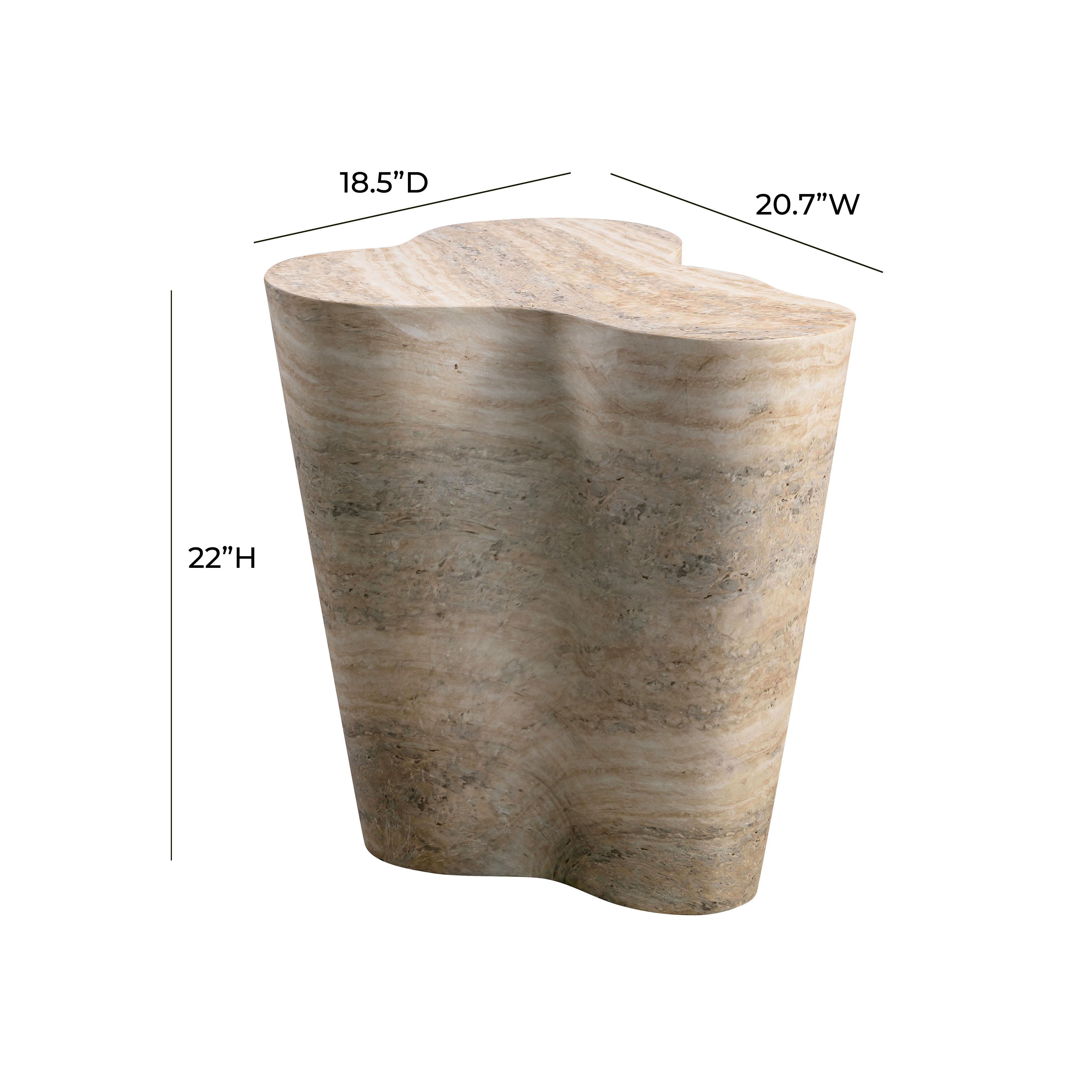 Slab Faux Travertine Tall Side Table - UK