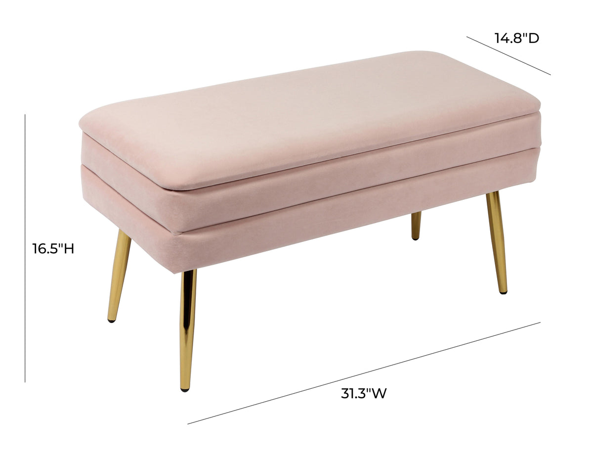 Ziva Blush Velvet Storage Bench