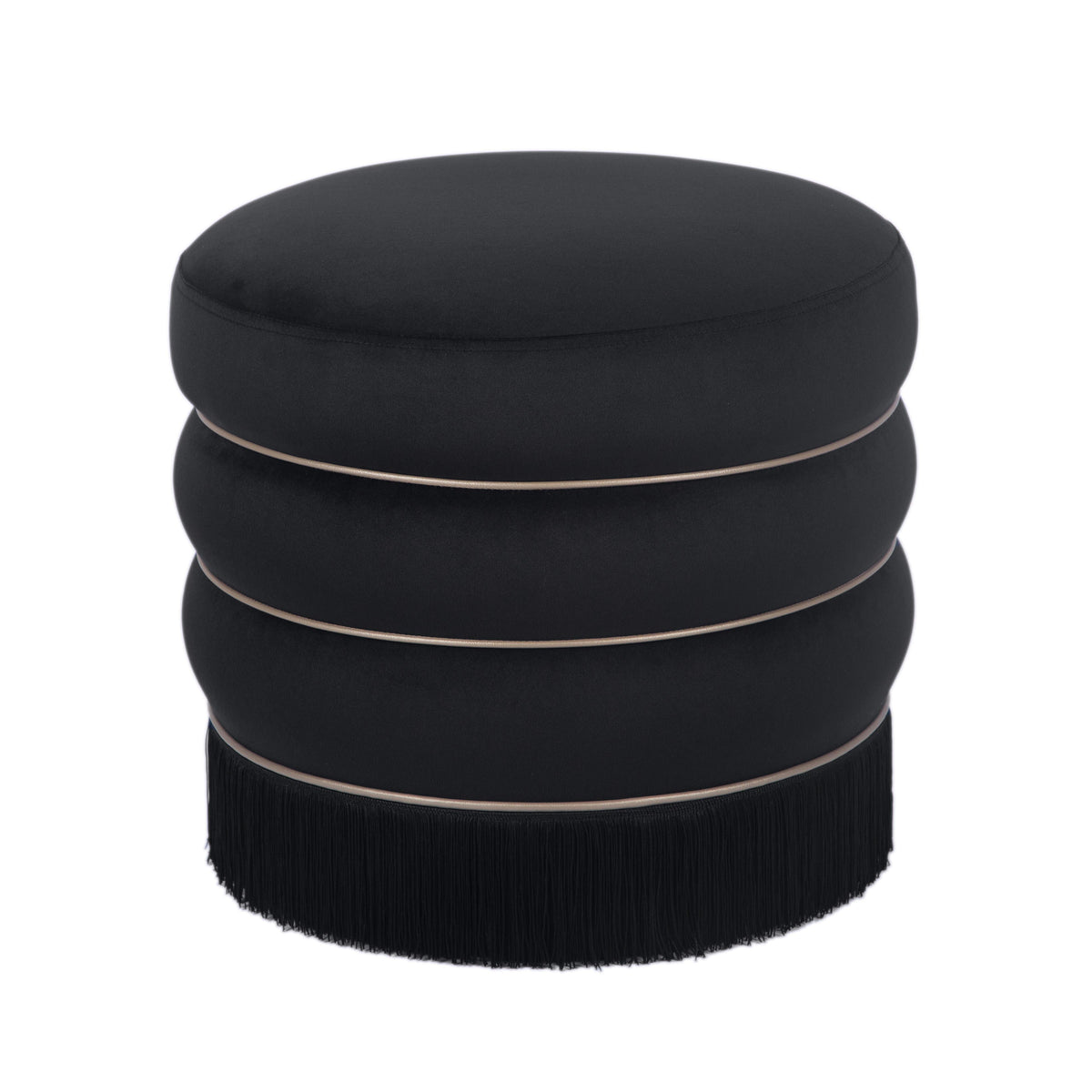 Lakka Black Velvet Ottoman