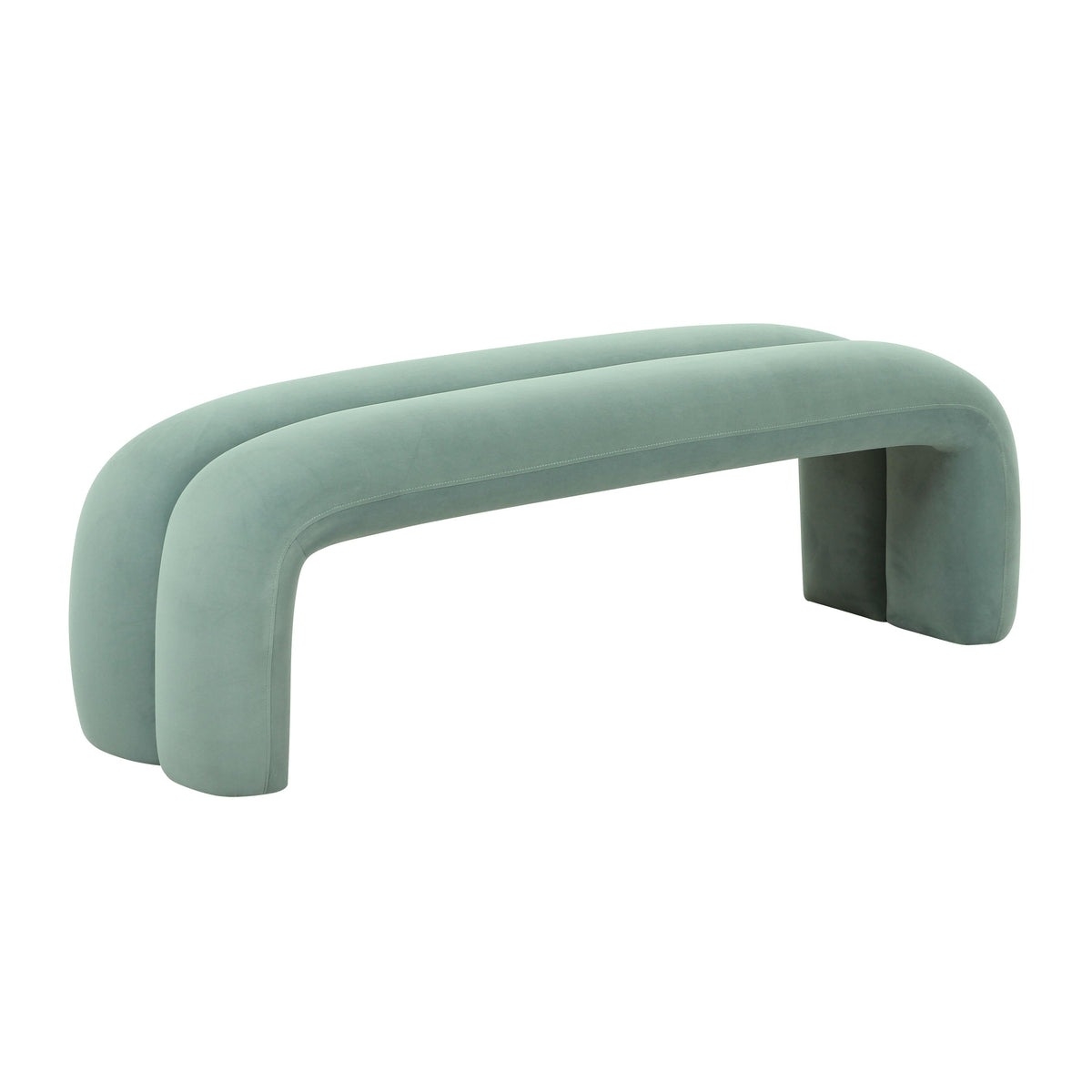Leigh Green Velvet Channeled Bench - UK