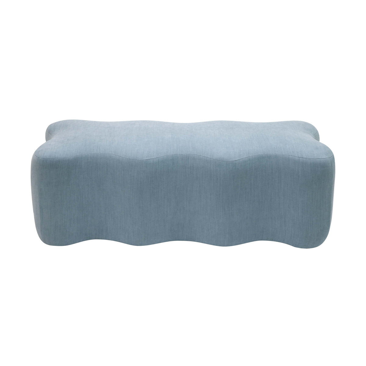 Archie Upholstered Bench in Faded Blue Linen - UK