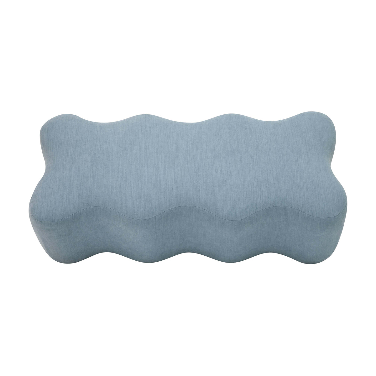 Archie Upholstered Bench in Faded Blue Linen - UK