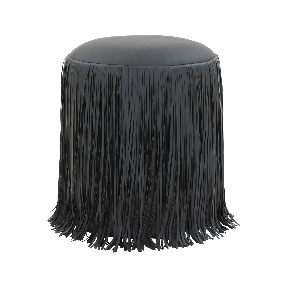 Shag Me Black Performance Vegan Leather Ottoman