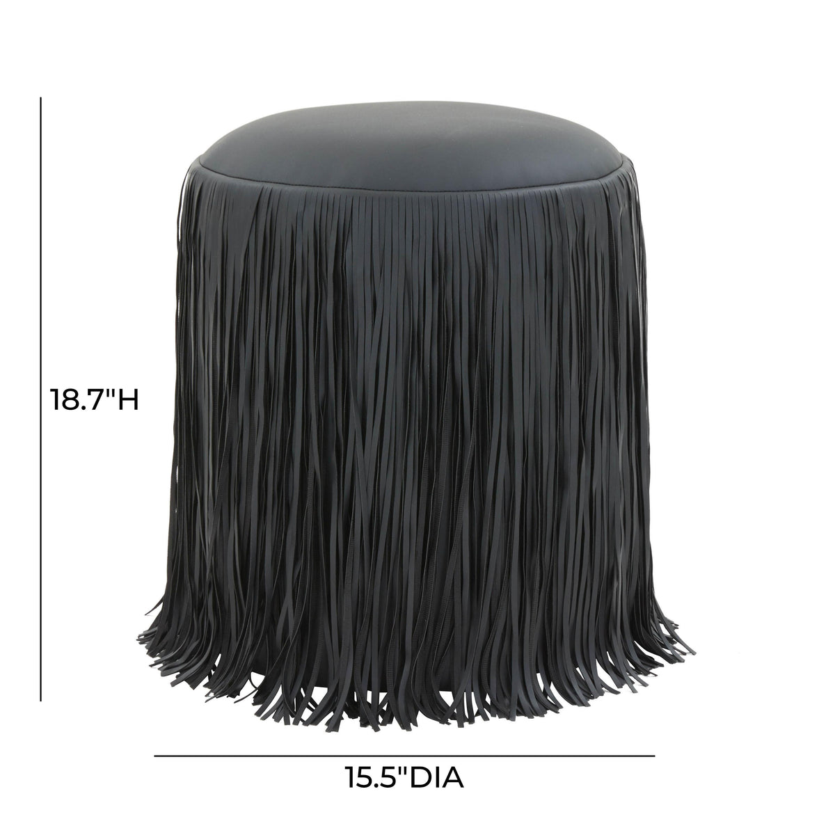 Shag Me Black Performance Vegan Leather Ottoman