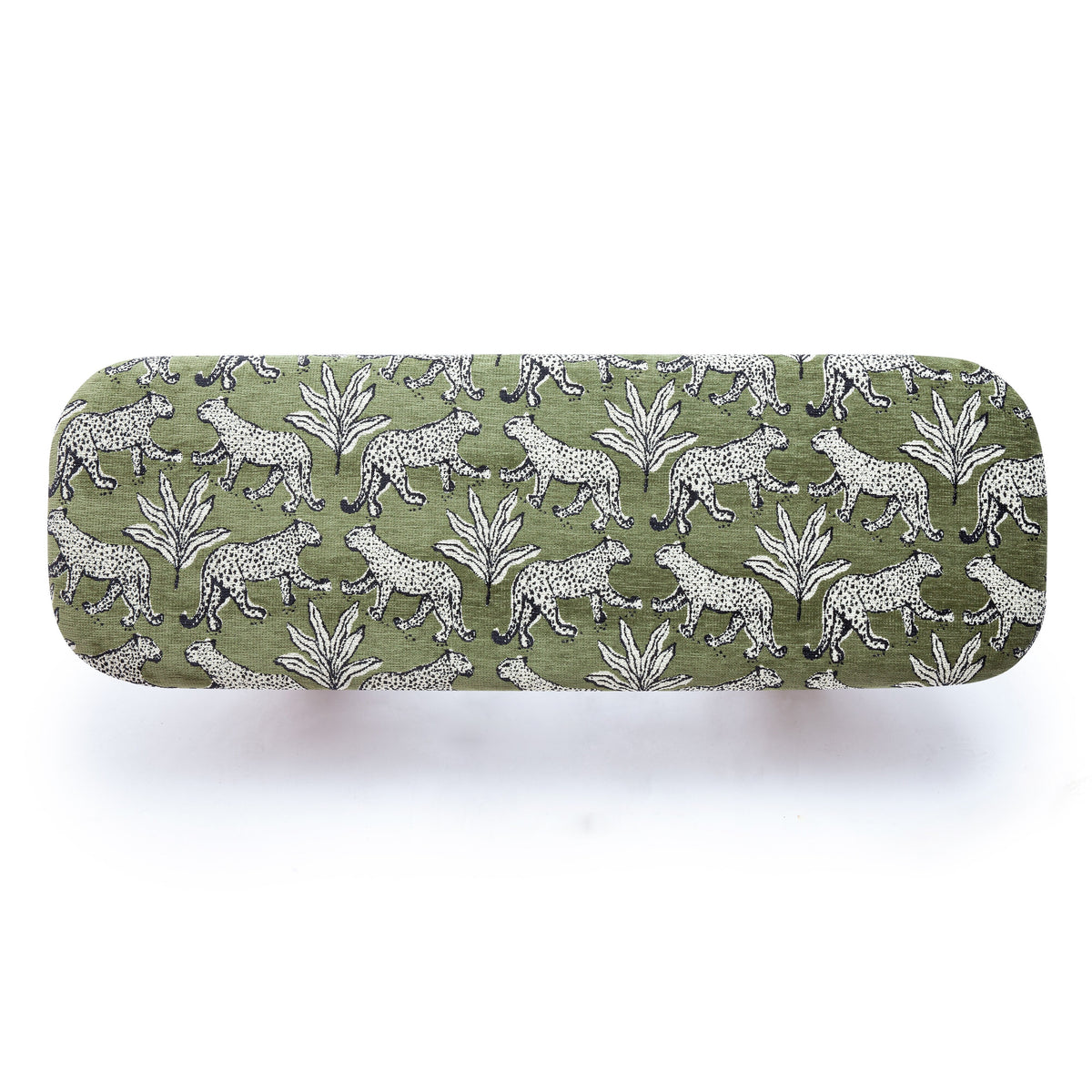 Ollie Olive Green Leopard Jacquard Bench