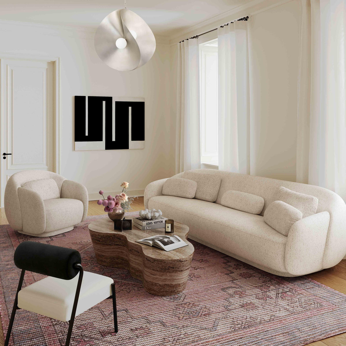 Misty Cream Boucle Accent Chair - UK