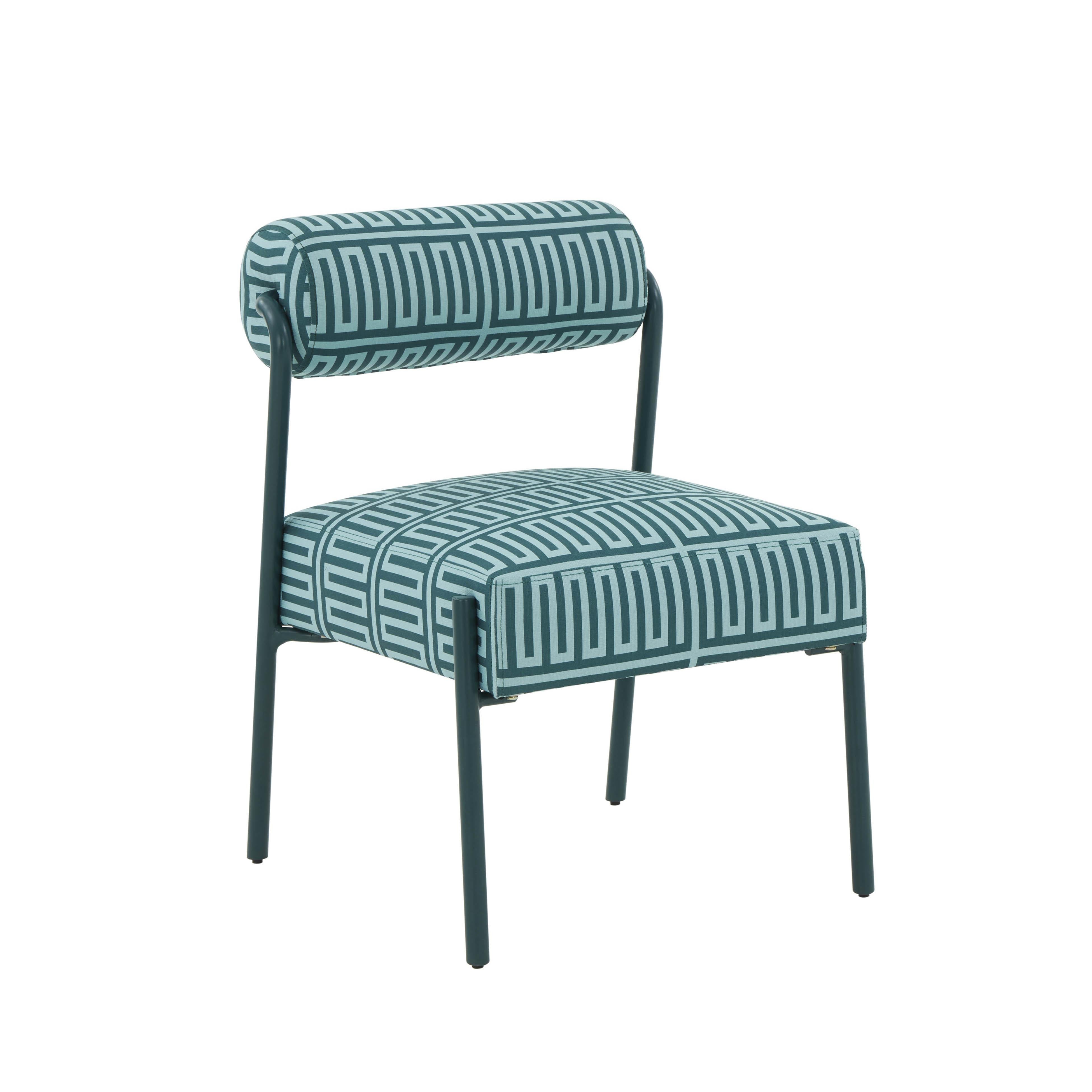 Jolene Green Patterned Linen Accent Chair