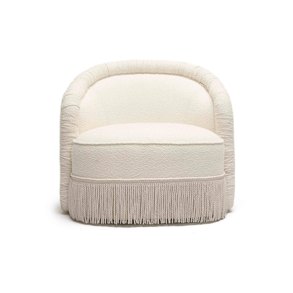 Pamela Cream Boucle Tassel Lounge Chair