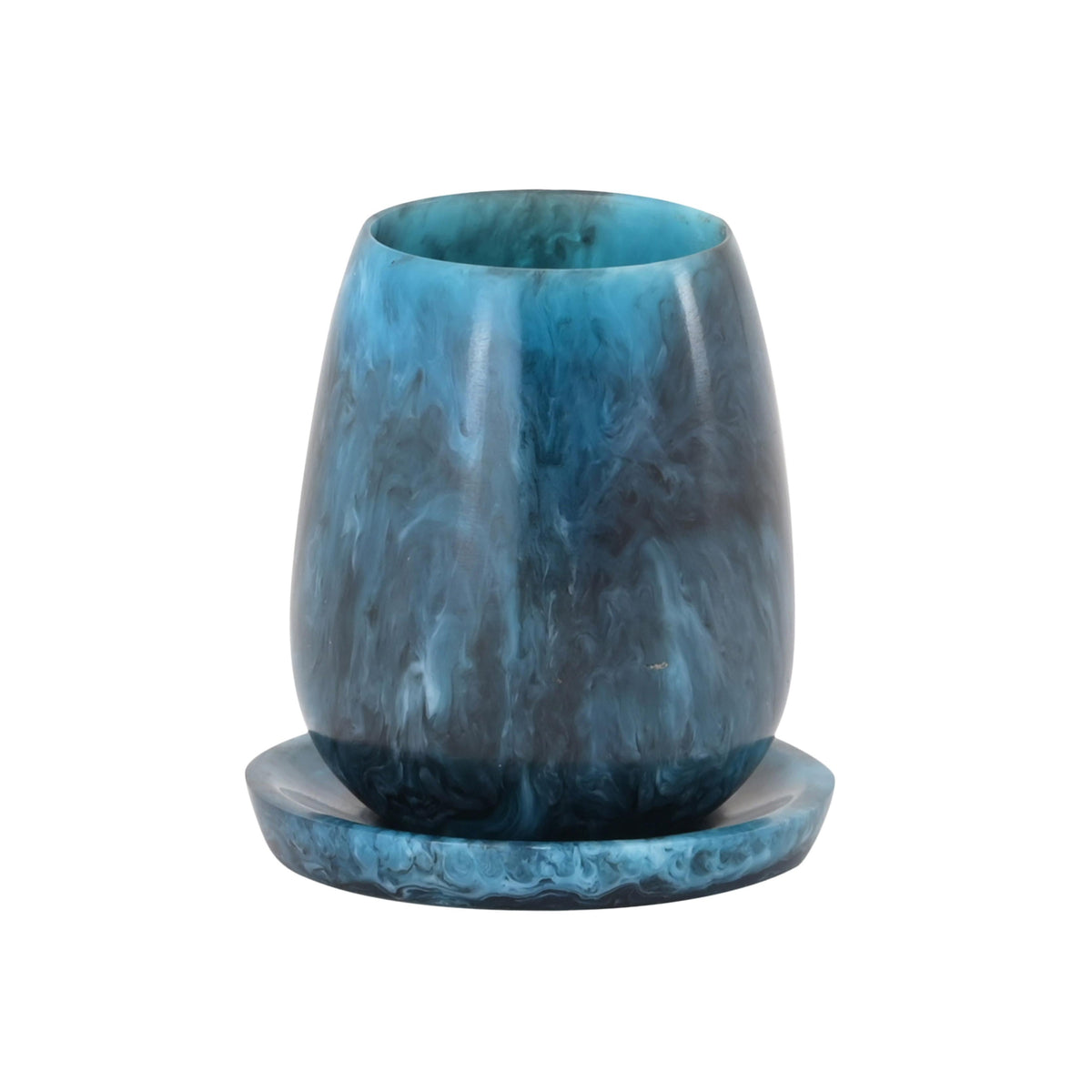 Rounded Blue Swirl Resin Kiddush Cup