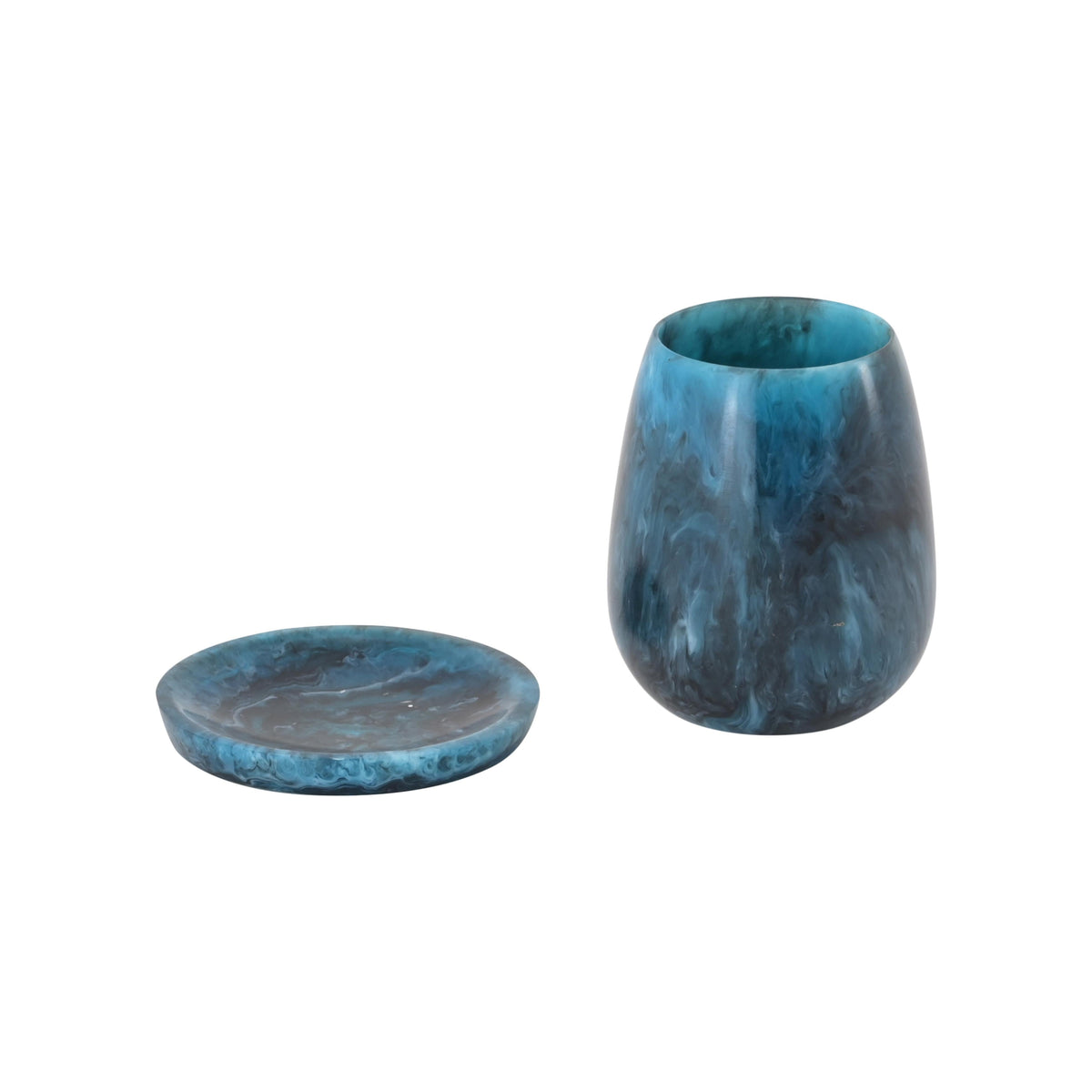 Rounded Blue Swirl Resin Kiddush Cup