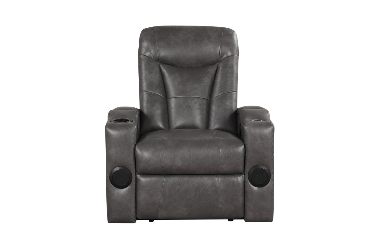Topgun Dark Gray Power Recliner with Bluetooth Speaker and Led Light